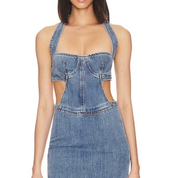 Revolve Superdown Tien Denim Dress Medium - Picture 2 of 2